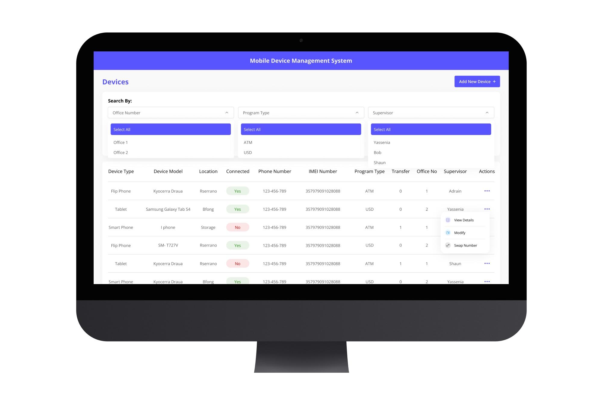 Logistics & Warehouse — Device & Asset Tracking System, developed features